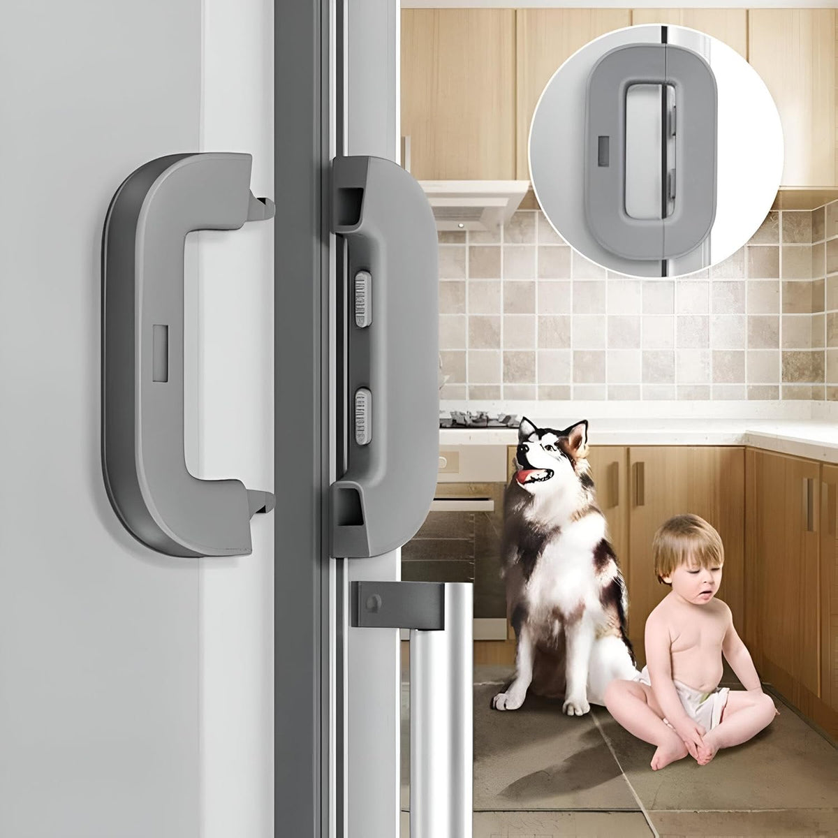 Child Safety Refrigerator Lock, Refrigerator Door Lock, Self Adhesive Freezer Door, Refrigerator Door, Double Safety Button,
